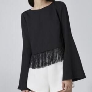 Finders Keepers Vertigo Fringe Bell Sleeve Top